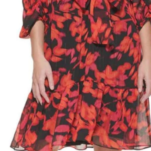 Red and black metallic dress size 2x - Picture 2 of 5